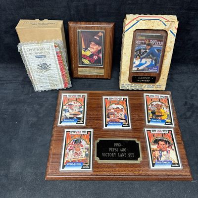 NASCAR Racing Memorabilia Plaques And Trading Card Display Collection Jeff Gordon