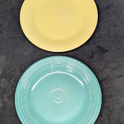 2 Fiestaware Bistro Deep Dinner Plates Sea Mist Sunflower
