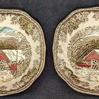 2 Retired Friendly Village Cereal Bowls JB A