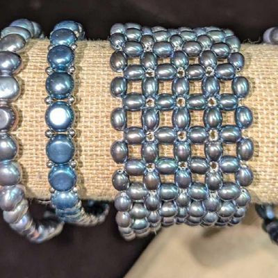 5 Vintage Faux Pearl Stretch Braclets