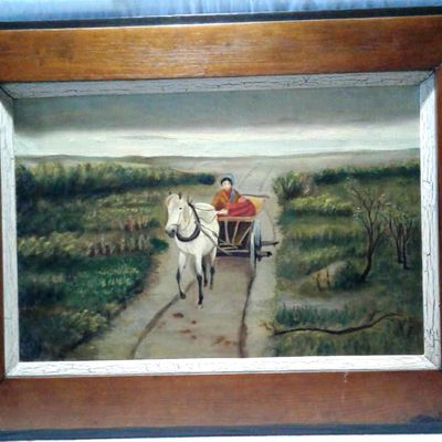 Horse Drawn Wagon with Women Painting