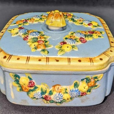 Vintage Floral Ceramic Box With Lid
