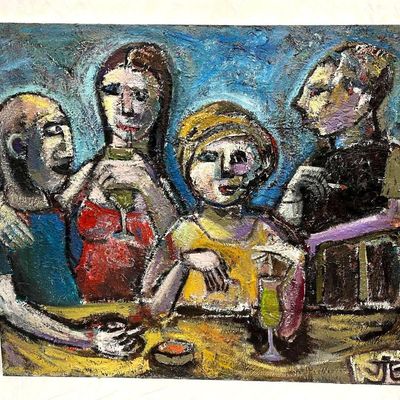 Large Oil Pastel On Canvas "Late Night Lucid Spear Burst" By John J. Graham
