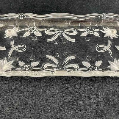 Christmas Holiday Rectangle Clear Glass Plate