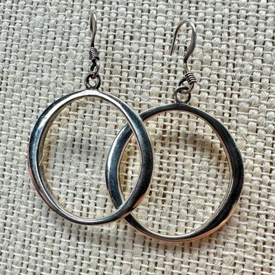 Sterling Silver Dangle Hoop Earrings
