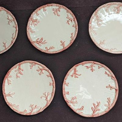 5 Retired Fitz & Floyd Oceana Saucers A K57