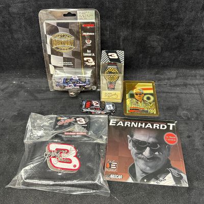 Dale Earnhardt NASCAR Memorabilia Group With Die Cast Cars Cards Wallet And Watch
