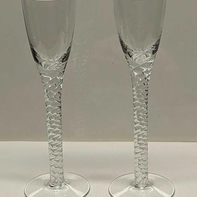 Two Vintage Twist Cordial Glasses