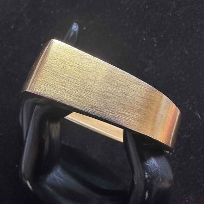 Crown Trifari Modernist Gold Tone Hinged Bracelet Geometric Design