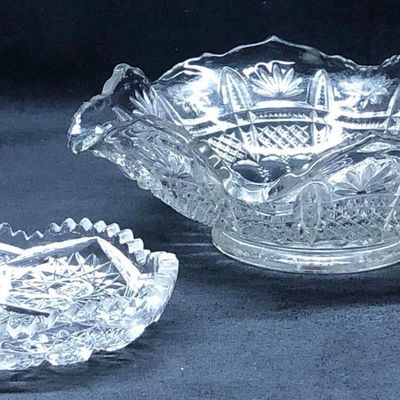 Two Vintage Moulded Glass Candy Dishes