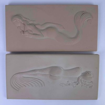 Mermaid Plaque Concrete Cast Garden Wall Art Mermaids Set Robert Kline Goeke