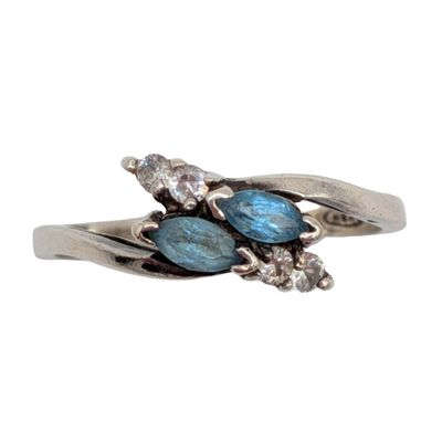 Avon Sterling Silver Blue Spinel Marquise Ring Size 7.75