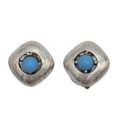 Southwest Silver Tone Faux Turquoise Earrings