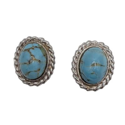 Danecraft Sterling Silver Turquoise Oval Stud Earrings