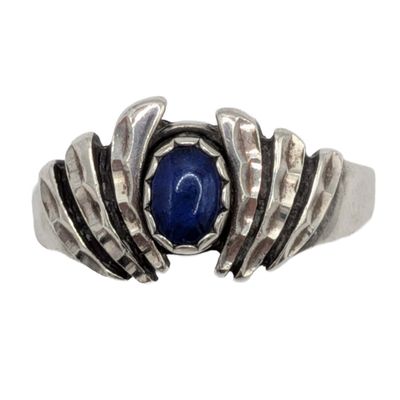 Signed Sterling Silver Lapis Ring Size 9.75