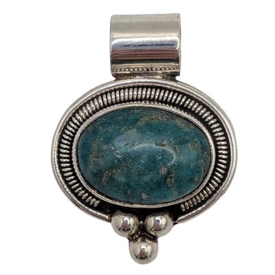 Silverworld Mexico Sterling Silver Green Onyx Oval Slide Pendant