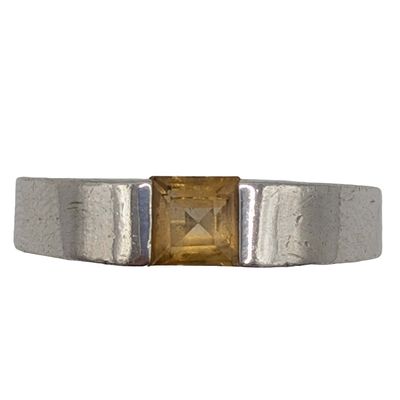 Sterling Silver Citrine Invisible Set Band Ring Size 6