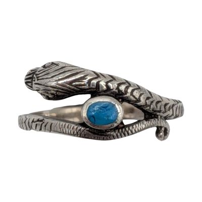 Sterling Silver Turquoise Oval Snake Ring Size 5