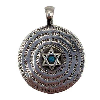 Sterling Silver Opal Kabbalah Star Of David Pendant