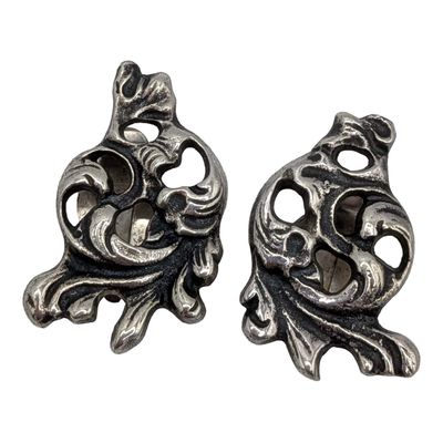 Signed European 830 Silver Open Scrollwork Earrings