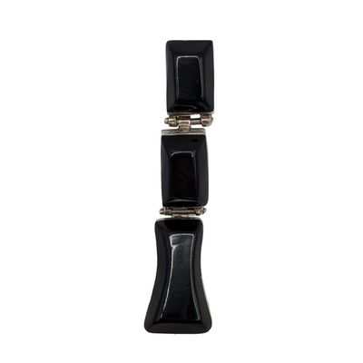 Mexico Sterling Silver Obsidian Slide Pendant