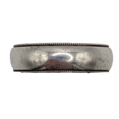 Signed Sterling Silver Milgrain Band Ring Size 8.75
