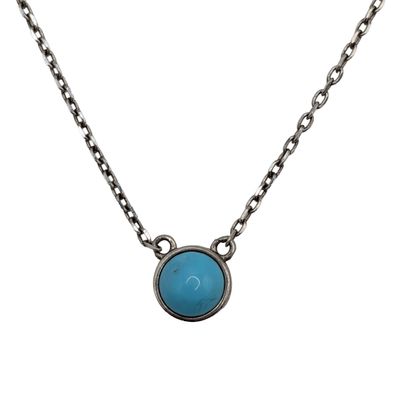 Sterling Silver Round Turquoise Necklace