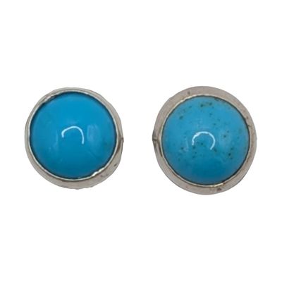 Signed Southwest Sterling Silver Turquoise Stud Earrings
