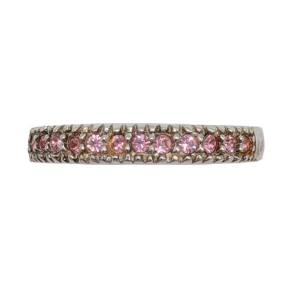 Avon Sterling Silver Pink Rhinestone Half Round Eternity Band Ring Size 8.25