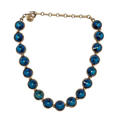 Lisner Gold Tone Blue Rhinestone Link Necklace