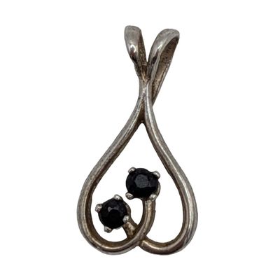 Sterling Silver Blue Topaz Double Stone Drop Pendant