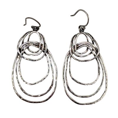 Sterling Silver Texture Intertwined Hoops Drop Earrings