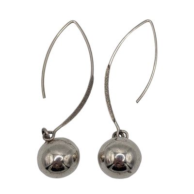 Sterling Silver Modernist Ball Drop Earrings