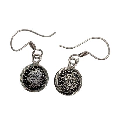 Mexico Sterling Silver Peso Stamped Dangle Earrings