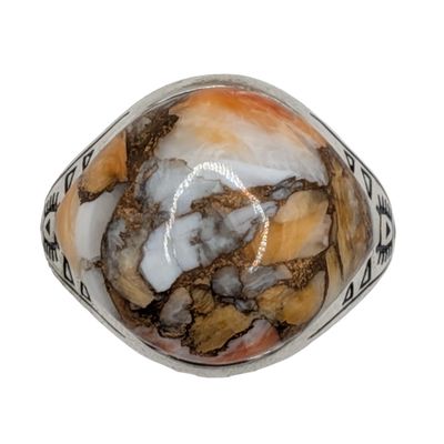 Southwest Sterling Silver Spiny Mojave Stamped Ring Size 12.5