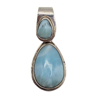 Sterling Silver Larimar Double Teardrop Slide Pendant