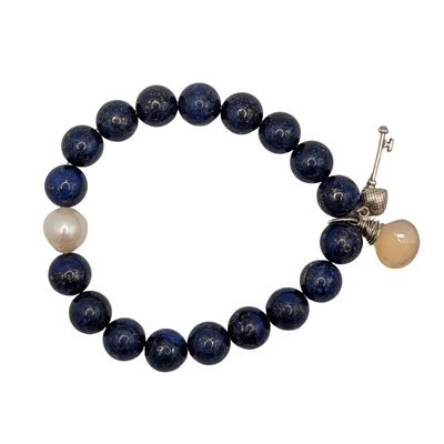 Sterling Silver Multi-Stone Charm Stretch Bracelet