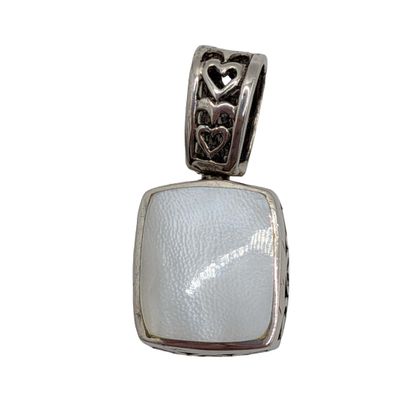 Sterling Silver Mother of Pearl Inlay Open Scrollwork Pendant