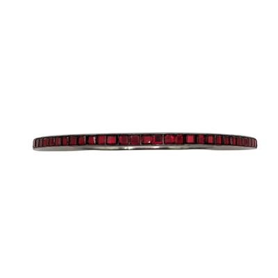 Silver Tone Red Rhinestone Bangle Bracelet