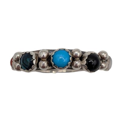 Southwest Sterling Silver Multi-Stone Band Ring Size 6