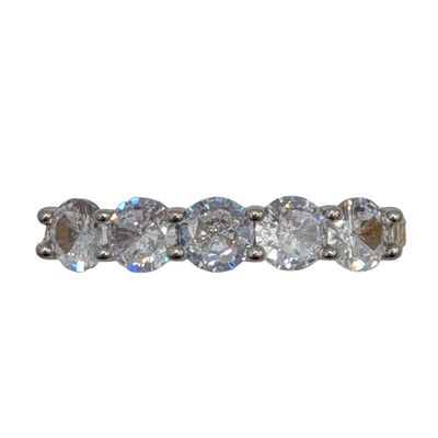Gold Over Sterling Silver CZ Five Stone Ring Size 6