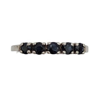 Signed Sterling Silver Sapphire 5 Stone Band Ring Size 7