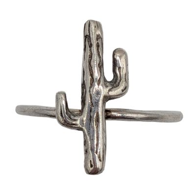 Signed Sterling Silver Saguaro Cactus Ring Size 8.5