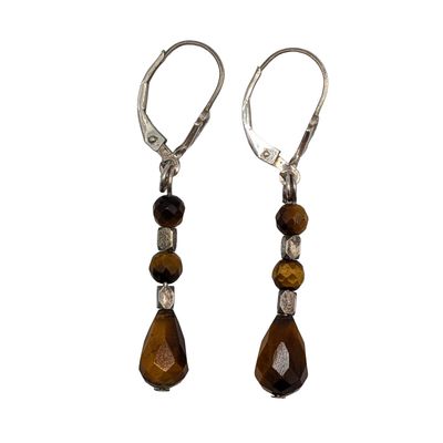Sterling Silver Tigers Eye Beaded Drop Earrings