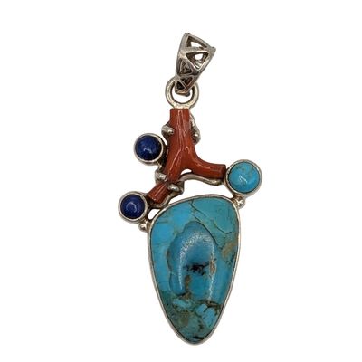 Southwest Sterling Silver Multi-Stone Pendant