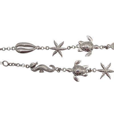 Sterling Silver Nautical Charm Link Anklet