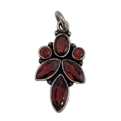 Sterling Silver Garnet Cluster Pendant