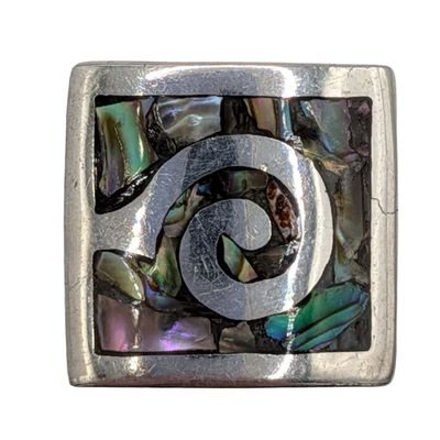 Signed Southwest Sterling Silver Abalone Inlay Swirl Ring Size 6