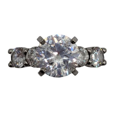 Ross Simons Sterling Silver CZ Round Cut Solitaire Ring Size 8