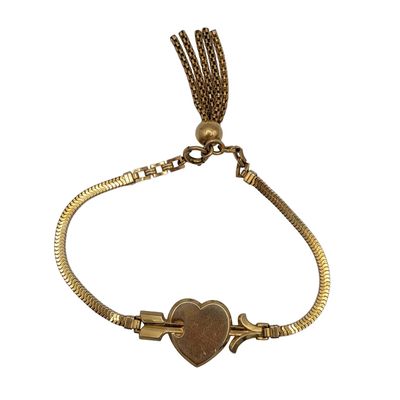 Forstner 12K Yellow Gold Filled Arrow Heart Tassel Bracelet
